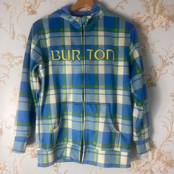 Burton Other - Burton Sweatshirt Boys Size L Plaid Dryride Full Zip Hoodie Fleece